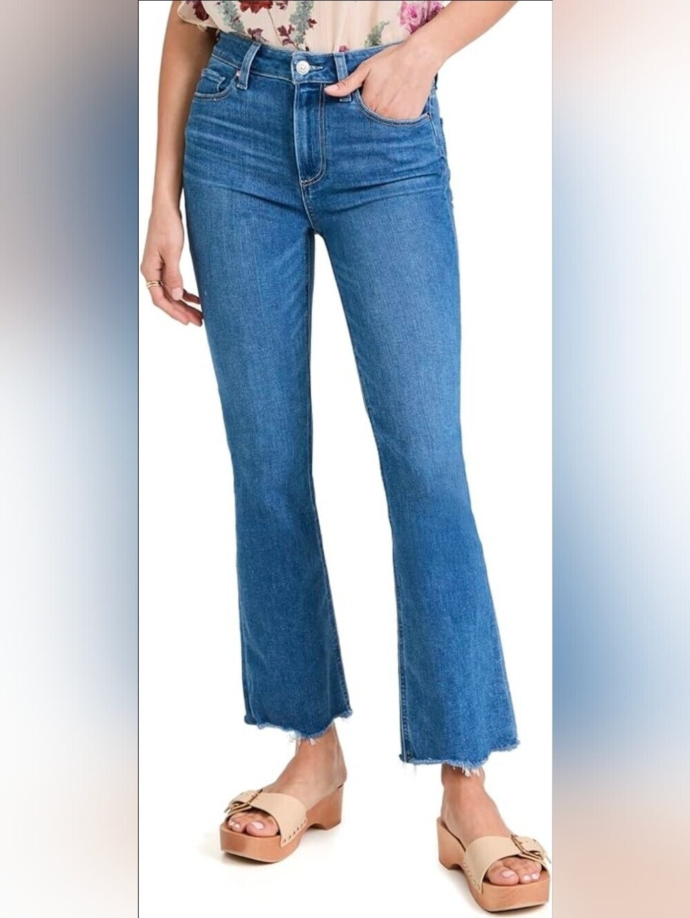 PAIGE Claudine High Rise Flare With Ragged Fray Hem Jeans Size 25